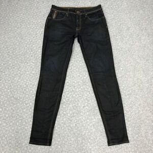 Chevignon Rider Jeans Mens 32x31 Blue Dark Wash Skinny Slim Button Fly Denim Day